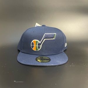 Utah Jazz Fitted Hat New Era Cap 59Fifty NBA Navy Blue Basketball Sz 7 1/2 NWT